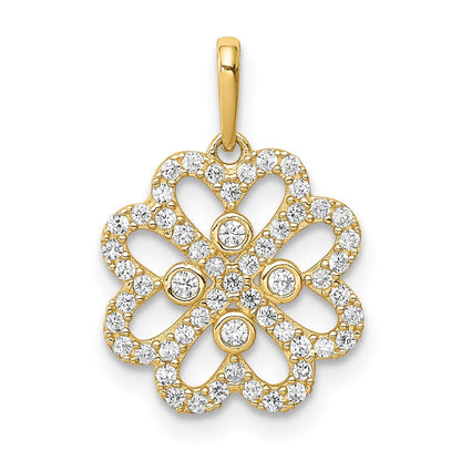 14K Gelbgold Zirkonia Klee Anhänger