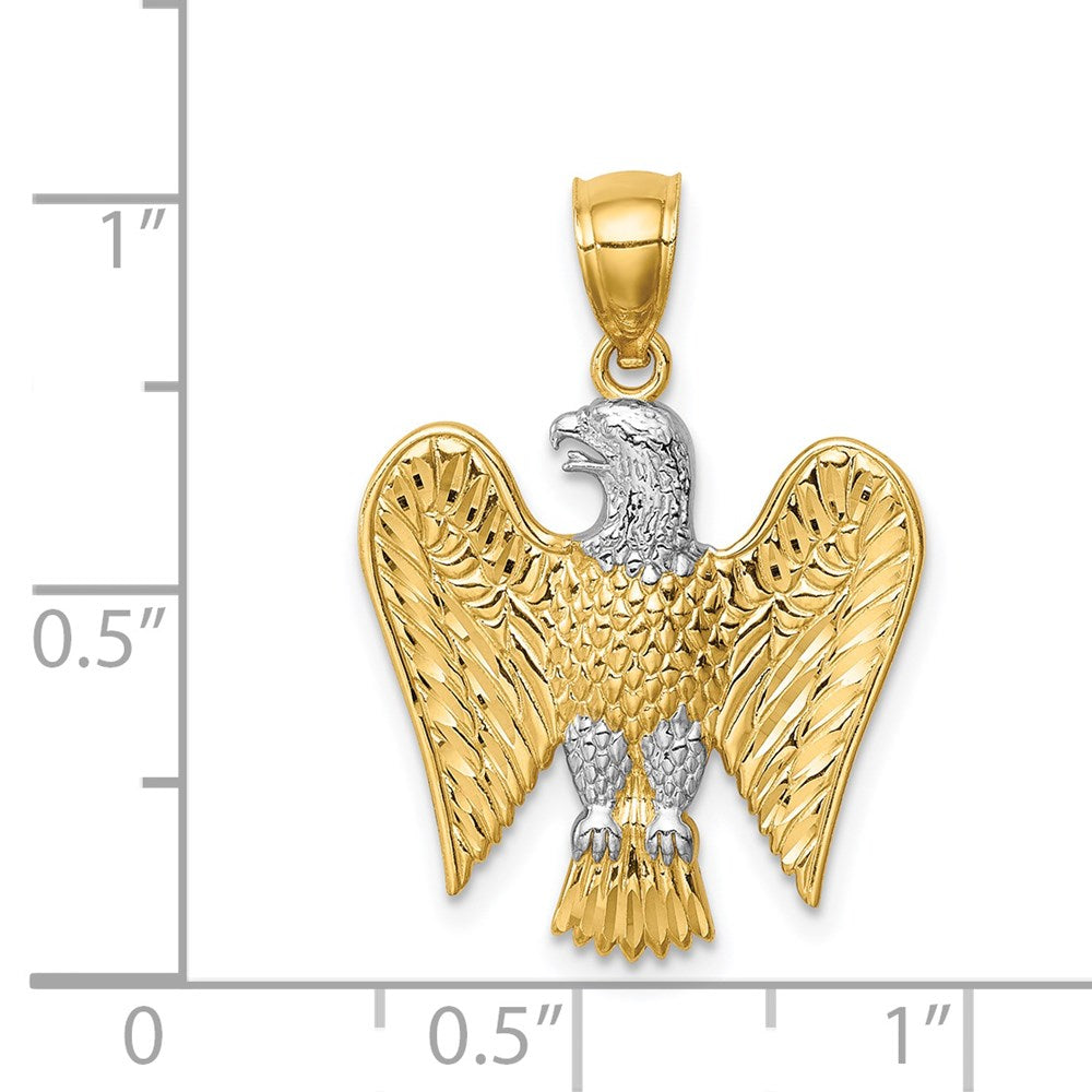 14K Gelb- und Rhodiumgold mit Weißrhodium-Adler-Anhänger
