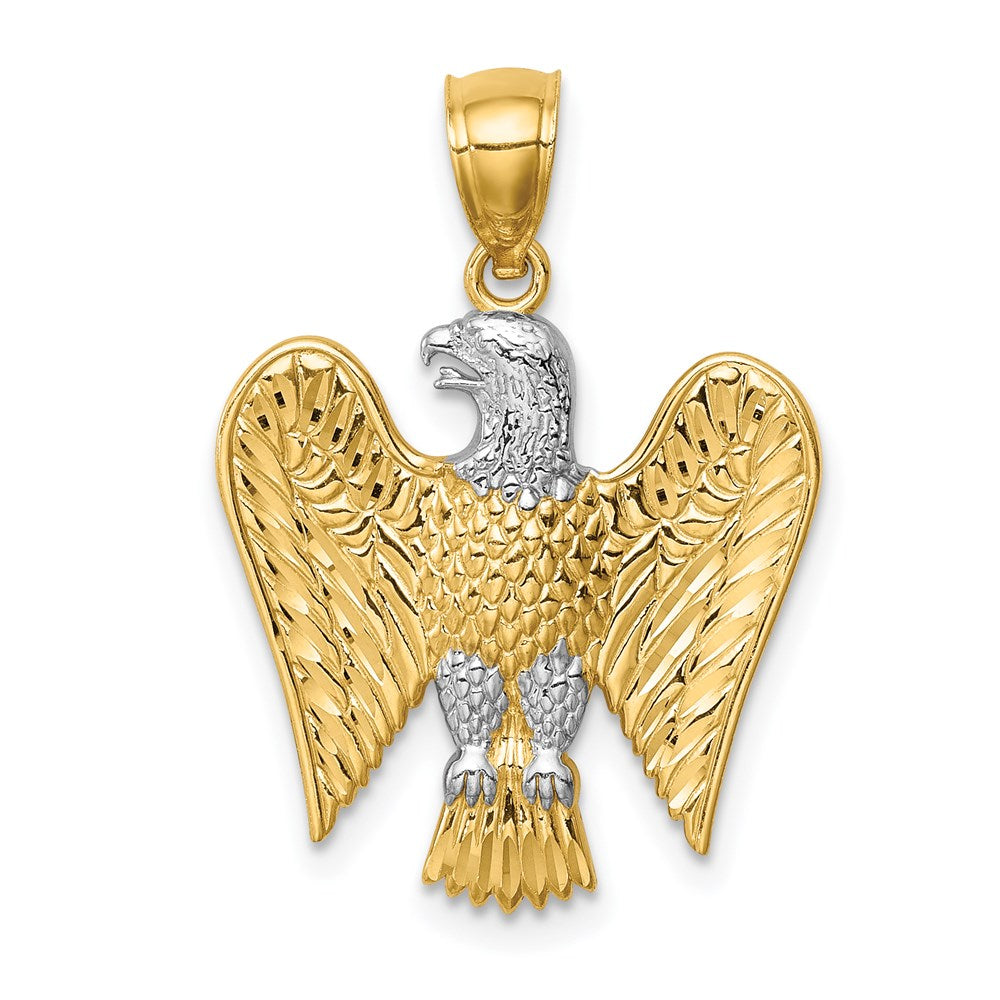 14K Gelb- und Rhodiumgold mit Weißrhodium-Adler-Anhänger