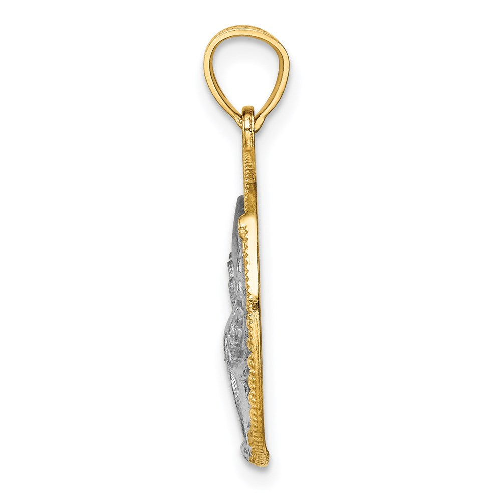 14K Adler-Anhänger aus Gelb- und Rhodium-Gold