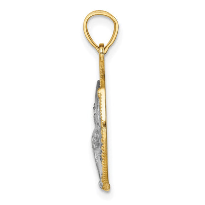 14K Adler-Anhänger aus Gelb- und Rhodium-Gold