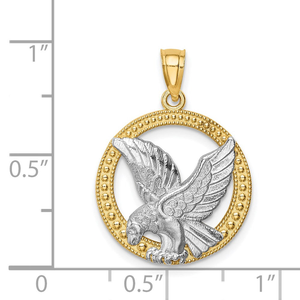 14K Adler-Anhänger aus Gelb- und Rhodium-Gold