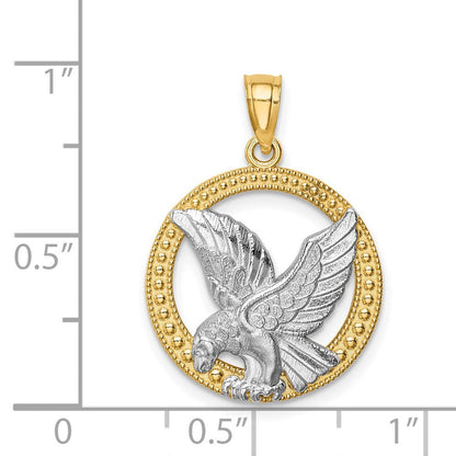 14K Adler-Anhänger aus Gelb- und Rhodium-Gold