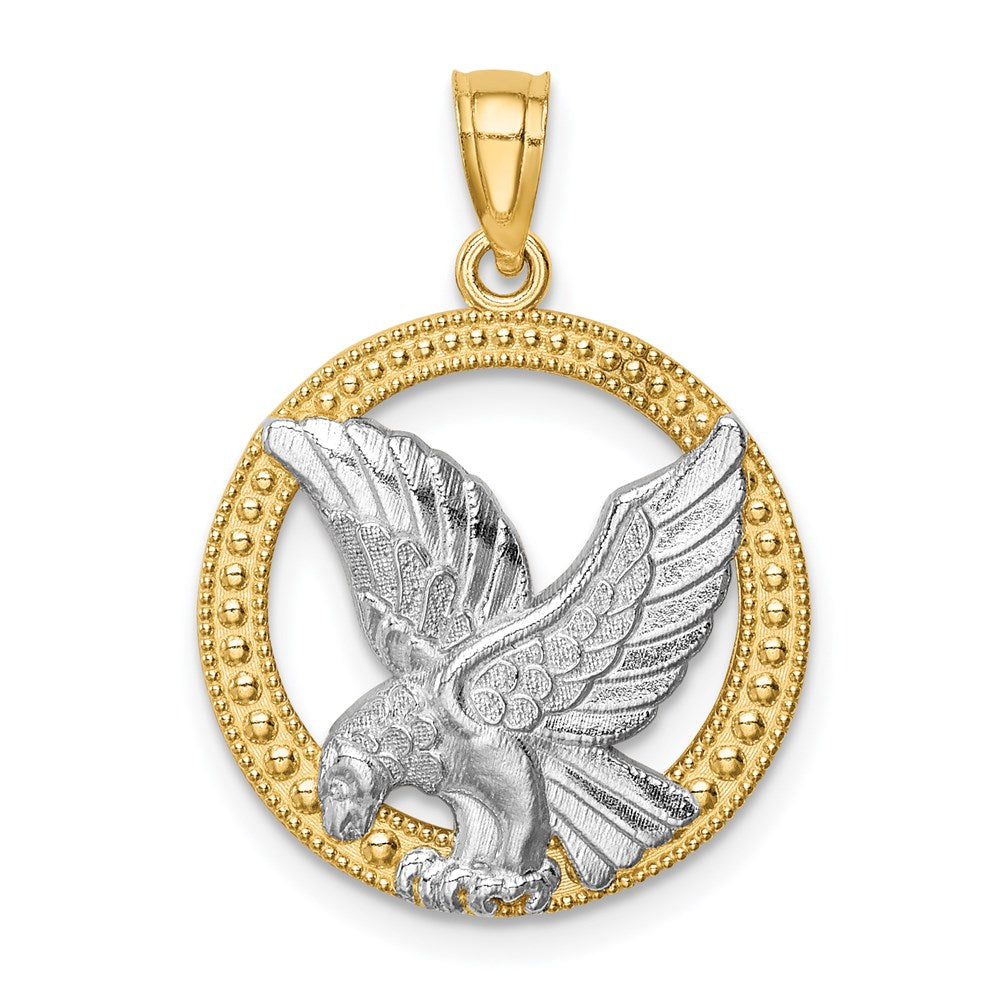 14K Adler-Anhänger aus Gelb- und Rhodium-Gold