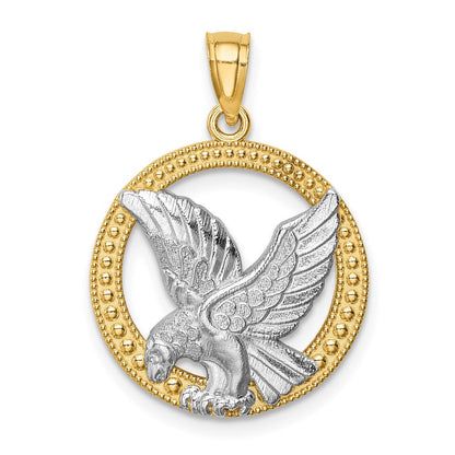 14K Adler-Anhänger aus Gelb- und Rhodium-Gold