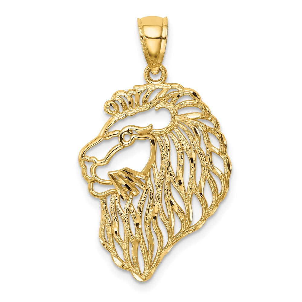 14K Gelbgold Anhänger mit diamantgeschliffenem Löwenprofil