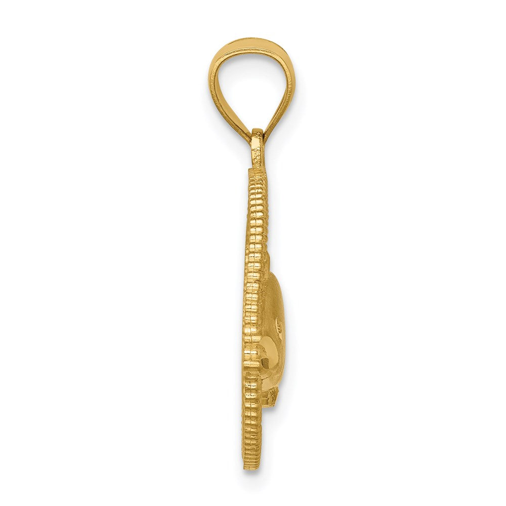 14K Gelbgold Anhänger mit Rahmen, diamantbesetzt, Tunfisch-Design