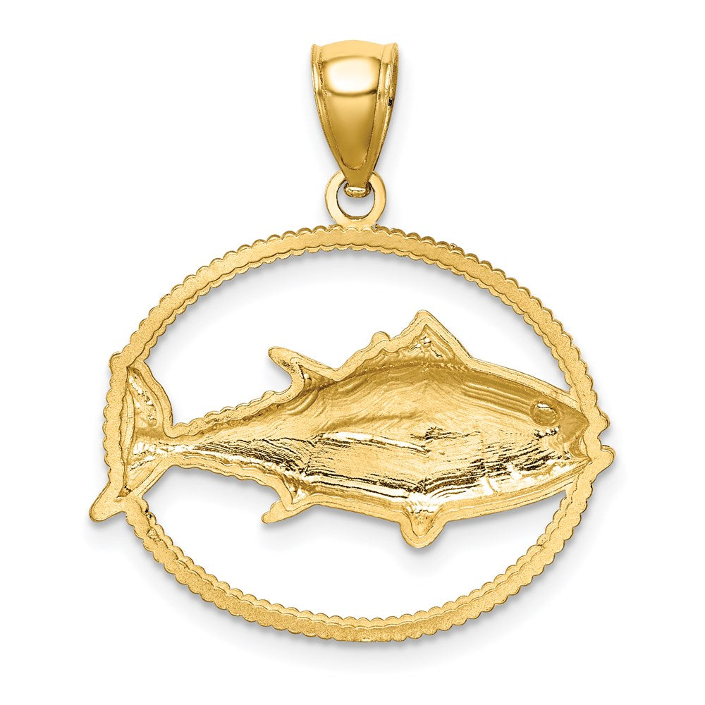 14K Gelbgold Anhänger mit Rahmen, diamantbesetzt, Tunfisch-Design