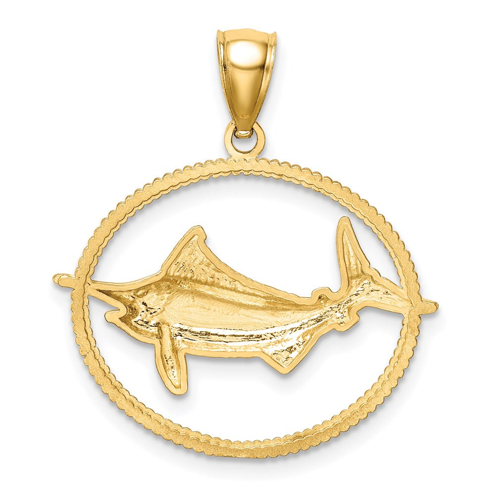 14K Gelbgold Anhänger Schwertfisch mit diamantiertem Rahmen
