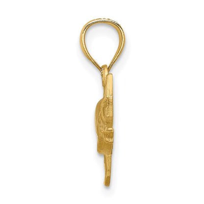 14K Gelbgold Diamantiert Marlin Anhänger