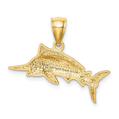 14K Gelbgold Diamantiert Marlin Anhänger
