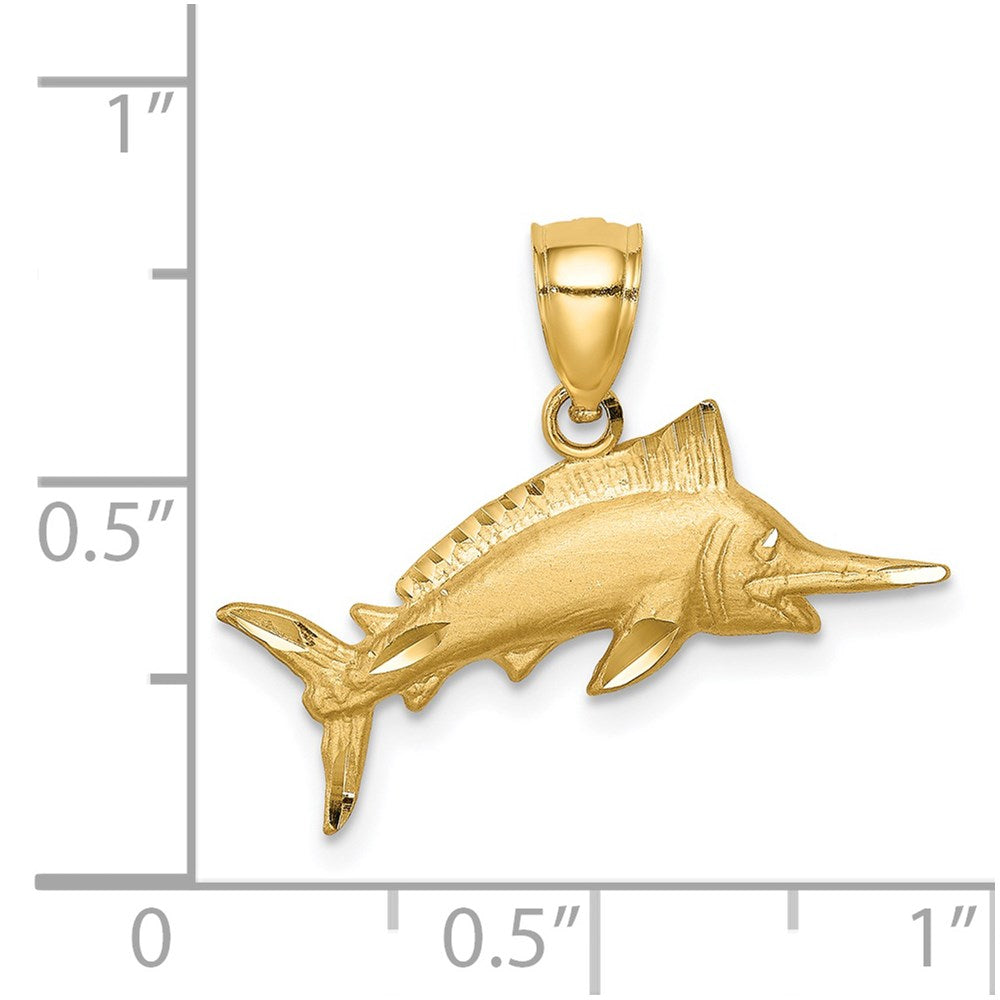 14K Gelbgold Diamantiert Marlin Anhänger