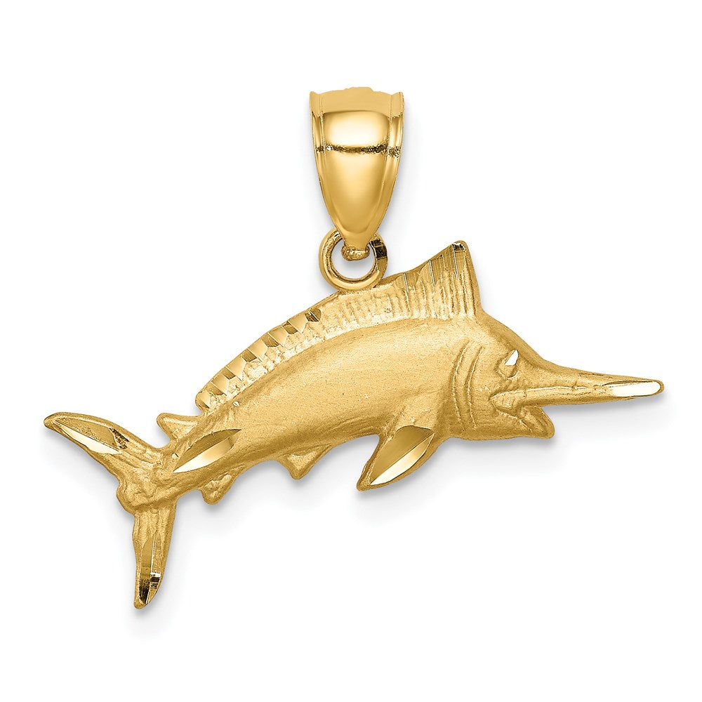 14K Gelbgold Diamantiert Marlin Anhänger