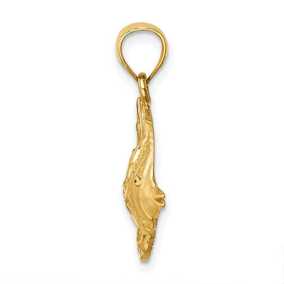 14K Gelbgold Fisch-Anhänger, diamantiert