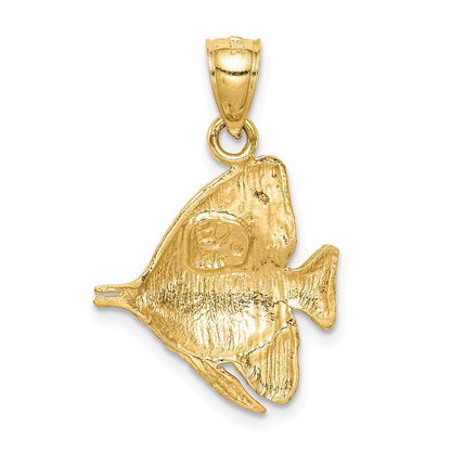 14K Gelbgold Fisch-Anhänger, diamantiert