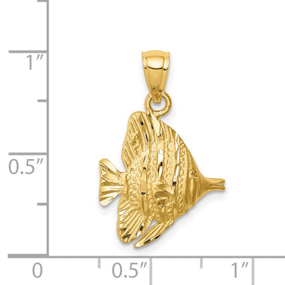 14K Gelbgold Fisch-Anhänger, diamantiert