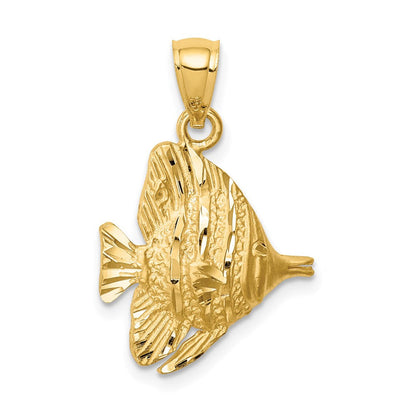 14K Gelbgold Fisch-Anhänger, diamantiert