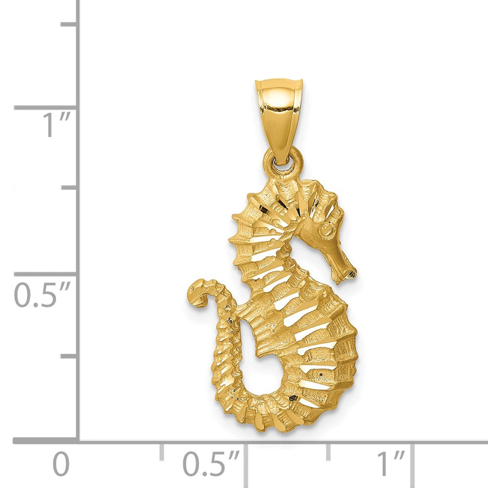 14K Gelbgold Anhänger Seepferdchen, diamantgeschliffen