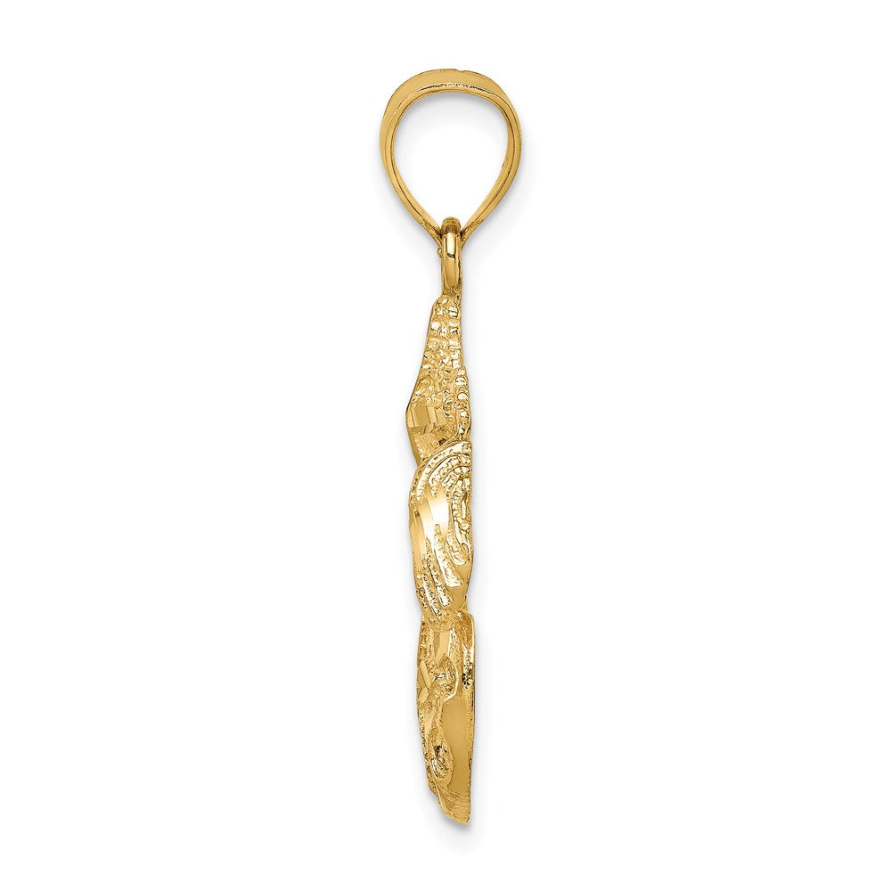 14K Gelbgold Diamantschliff-Anhänger mit Meeresmotiv