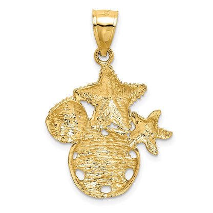 14K Gelbgold Diamantschliff-Anhänger mit Meeresmotiv