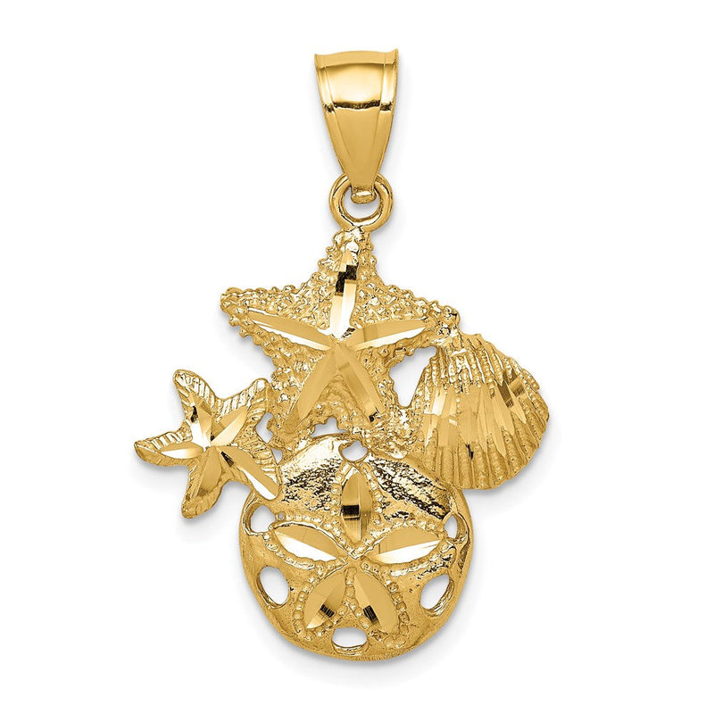 14K Gelbgold Diamantschliff-Anhänger mit Meeresmotiv