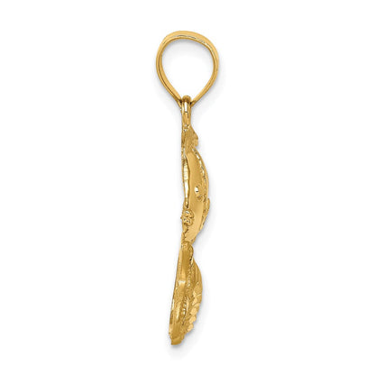 14K Gelbgold diamantgeschliffener Meereswelt-Anhänger