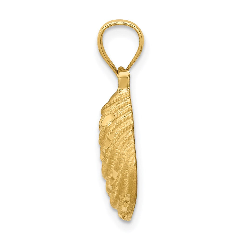 14K Gelbgold diamantierter Muschel-Anhänger
