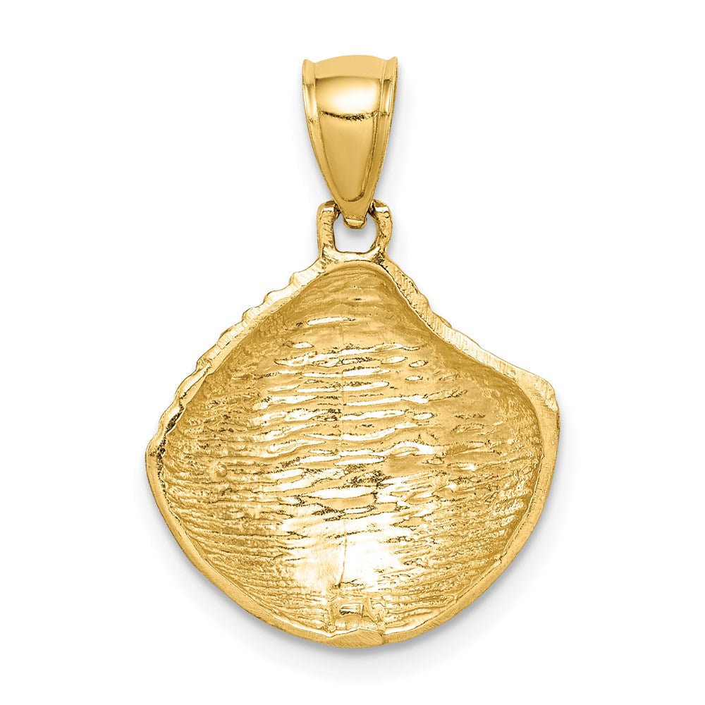 14K Gelbgold diamantierter Muschel-Anhänger