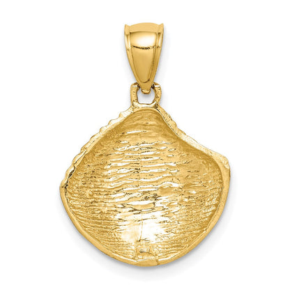14K Gelbgold diamantierter Muschel-Anhänger