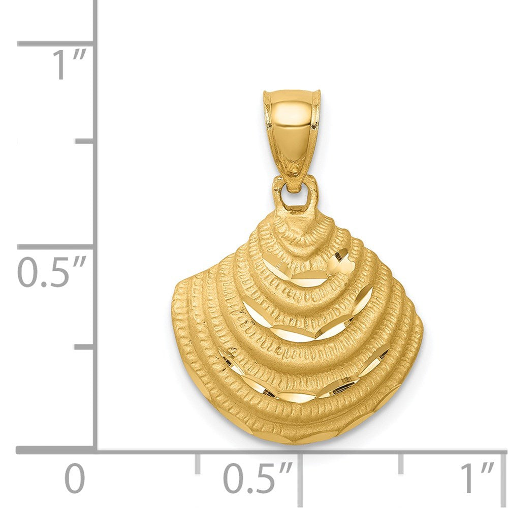 14K Gelbgold diamantierter Muschel-Anhänger