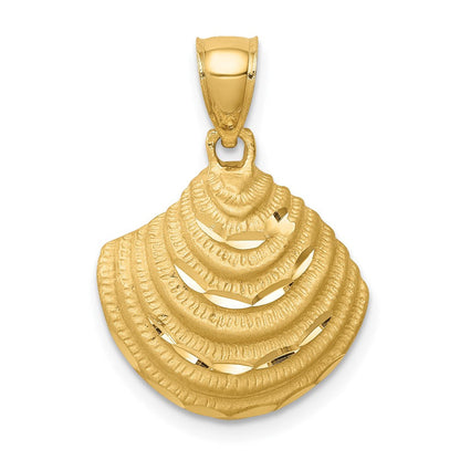 14K Gelbgold diamantierter Muschel-Anhänger