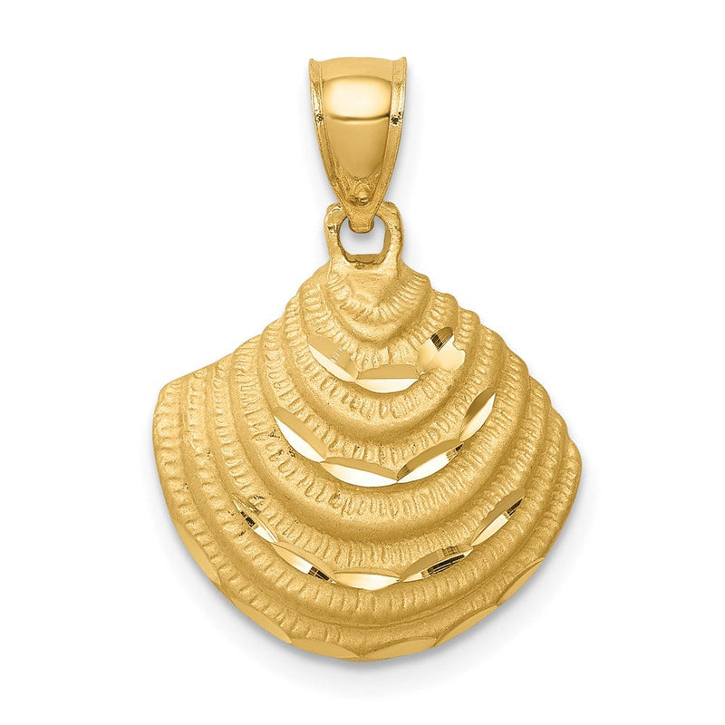 14K Gelbgold diamantierter Muschel-Anhänger