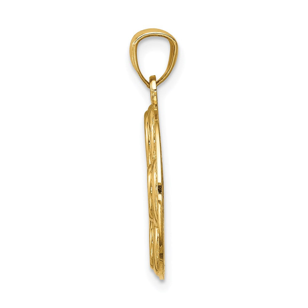 14K Gelbgold Hundepfoten-Medaillon-Anhänger