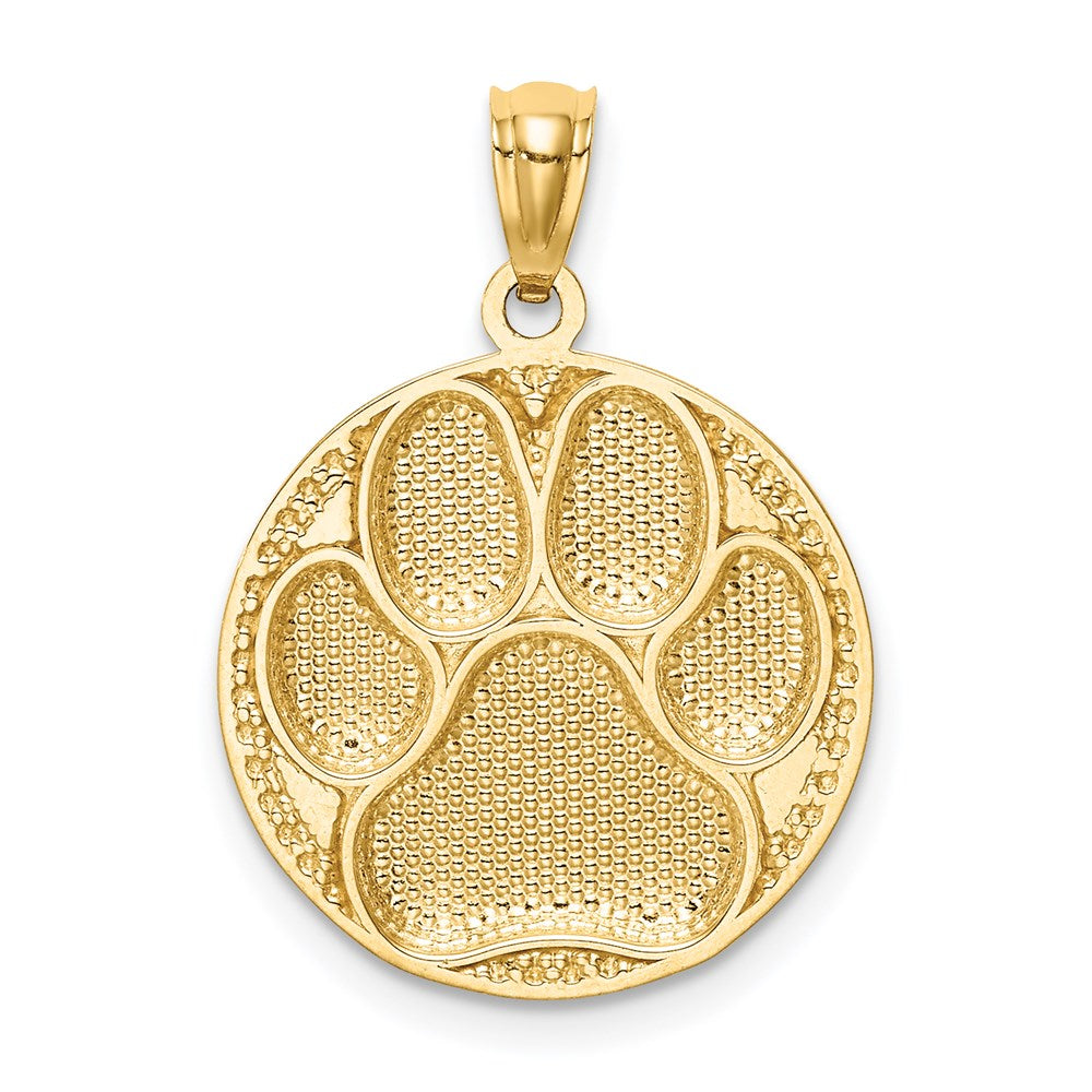 14K Gelbgold Hundepfoten-Medaillon-Anhänger