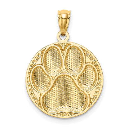 14K Gelbgold Hundepfoten-Medaillon-Anhänger