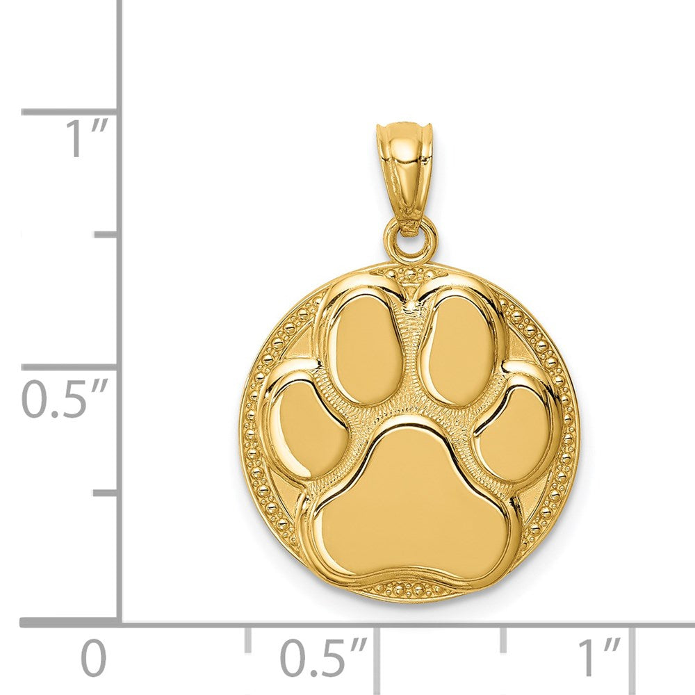 14K Gelbgold Hundepfoten-Medaillon-Anhänger