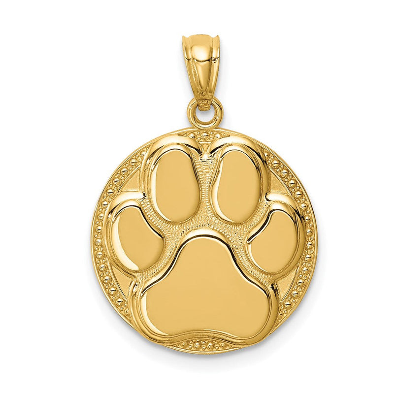 14K Gelbgold Hundepfoten-Medaillon-Anhänger