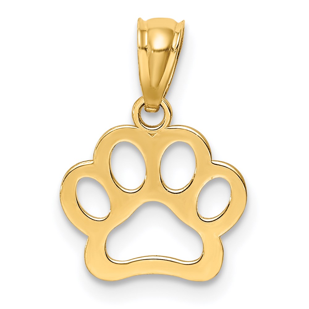 14K Gelbgold Hund Paw Anhänger