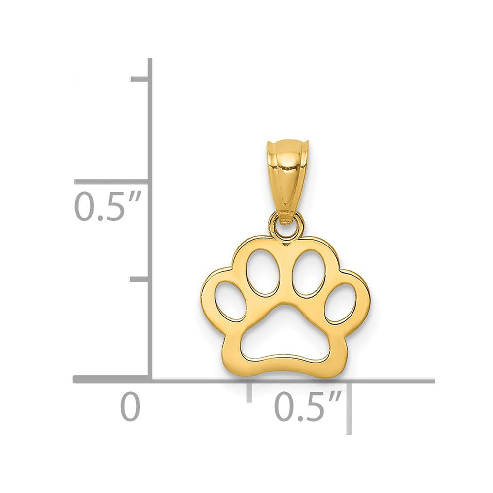 14K Gelbgold Hund Paw Anhänger