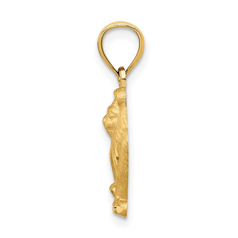 14K Gelbgold Diamant-geschliffener Pomeranian-Anhänger