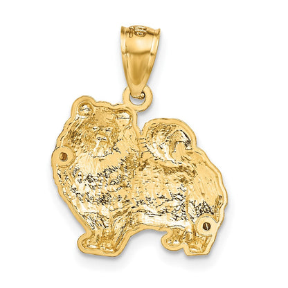 14K Gelbgold Diamant-geschliffener Pomeranian-Anhänger