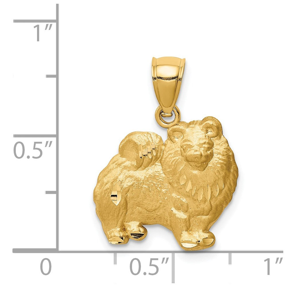 14K Gelbgold Diamant-geschliffener Pomeranian-Anhänger