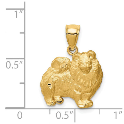 14K Gelbgold Diamant-geschliffener Pomeranian-Anhänger