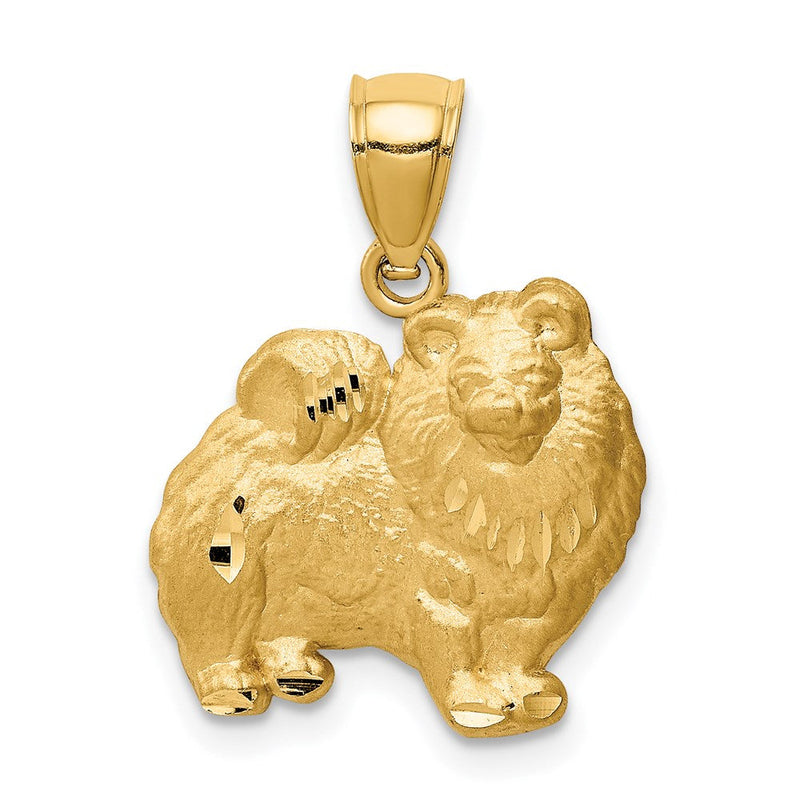 14K Gelbgold Diamant-geschliffener Pomeranian-Anhänger