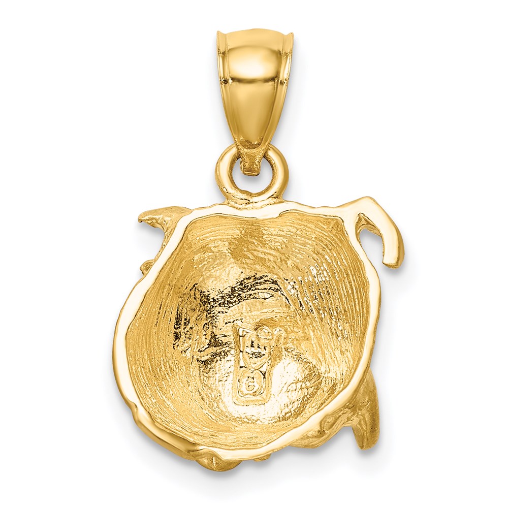 14K Gelbgold Anhänger mit diamantgeschliffenem Hundegesicht