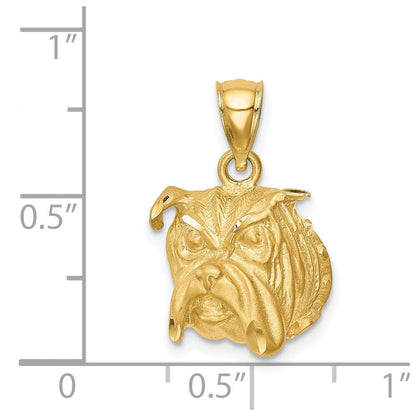 14K Gelbgold Anhänger mit diamantgeschliffenem Hundegesicht