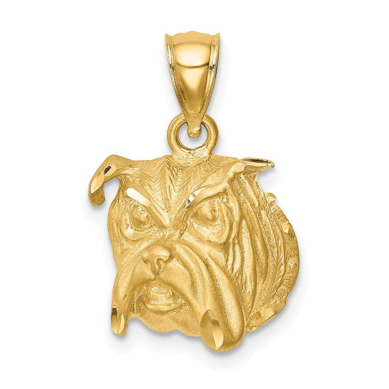14K Gelbgold Anhänger mit diamantgeschliffenem Hundegesicht