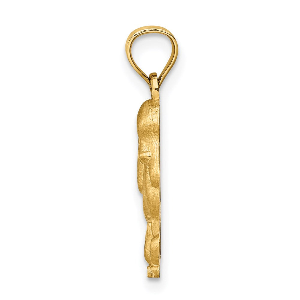 14K Gelbgold Diamantiert Poodle Anhänger