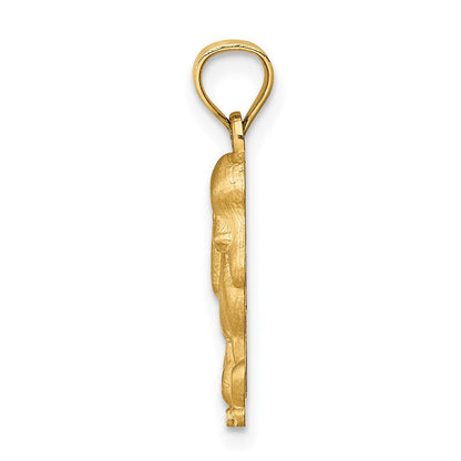14K Gelbgold Diamantiert Poodle Anhänger