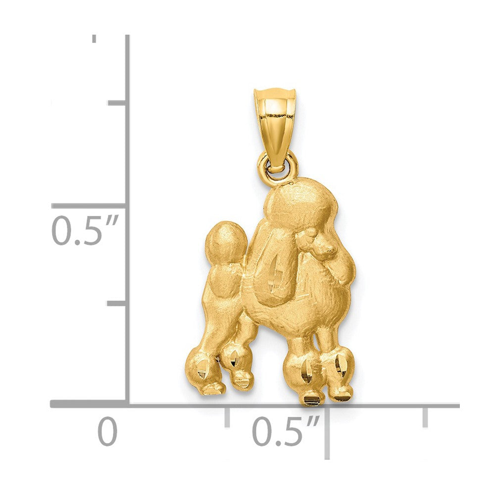 14K Gelbgold Diamantiert Poodle Anhänger